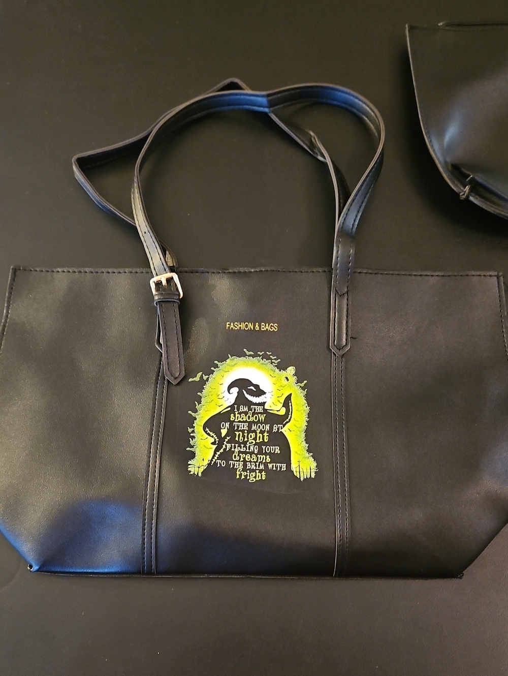Black Tote with Neon Green Graphic by